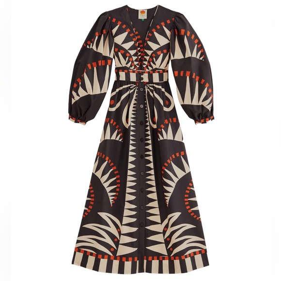 FARM Rio Dresses & Skirts - Farm Rio Black Coconut Grove Puff Sleeve Maxi Dress size xxs NWOT